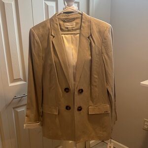 Calvin Klein Women's Beige Double-Breasted Blazer